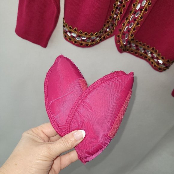 Cervelle Sweater Women L Vintage Beaded Embroidered Cardigan Removable Pads Pink - Picture 4 of 11